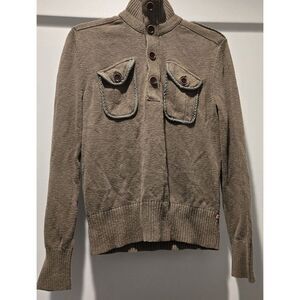 Banana Republic Sweater Knit Military Style Mock Neck Top Heritage Collection XS